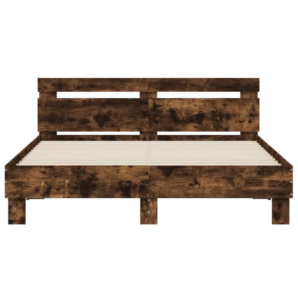 vidaXL Bed Frame with Headboard Smoked Oak 140x200 cm Engineered Wood