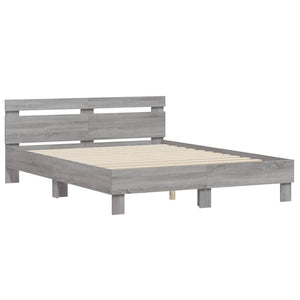 vidaXL Bed Frame with Headboard Gray Sonoma 140x200 cm Engineered Wood