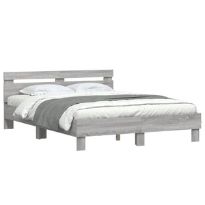 vidaXL Bed Frame with Headboard Gray Sonoma 140x200 cm Engineered Wood