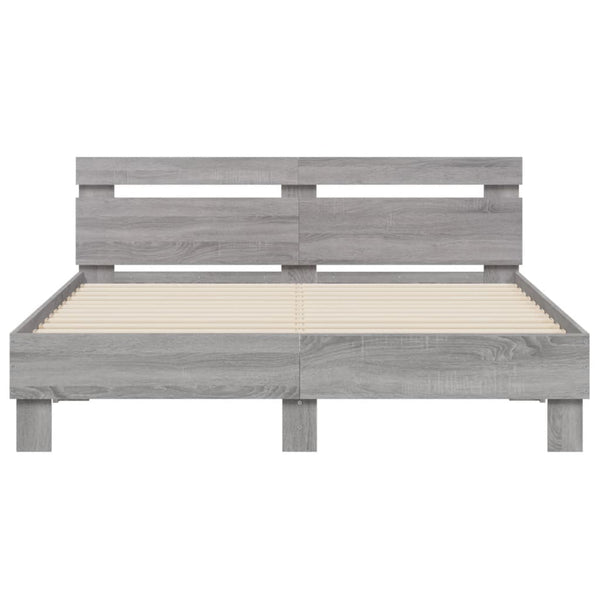 vidaXL Bed Frame with Headboard Gray Sonoma 140x200 cm Engineered Wood