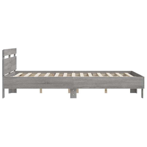 vidaXL Bed Frame with Headboard Gray Sonoma 140x200 cm Engineered Wood