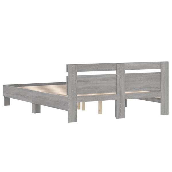 vidaXL Bed Frame with Headboard Gray Sonoma 140x200 cm Engineered Wood