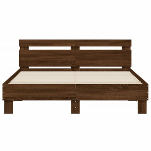 vidaXL Bed Frame with Headboard Brown Oak Effect 140x200 cm