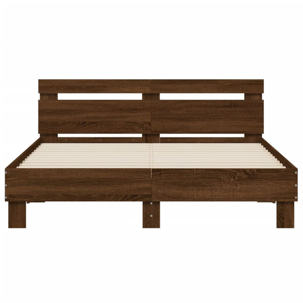 vidaXL Bed Frame with Headboard Brown Oak Effect 140x200 cm