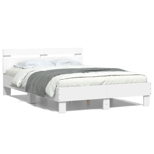 vidaXL Bed Frame with Headboard White 120x200 cm Engineered Wood