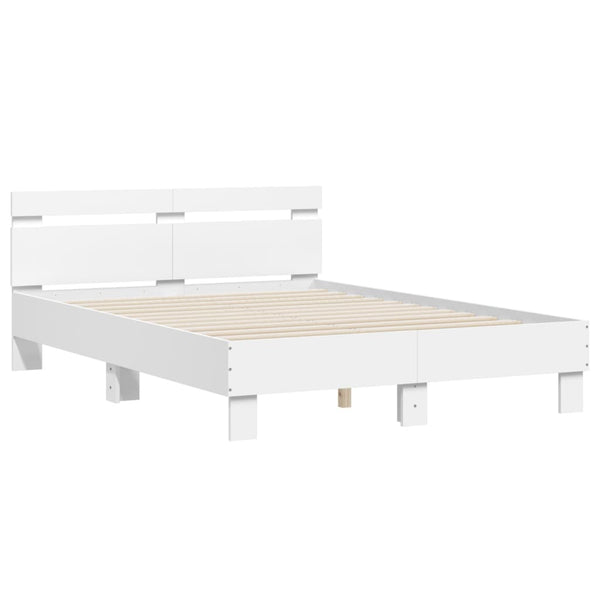 vidaXL Bed Frame with Headboard White 120x200 cm Engineered Wood