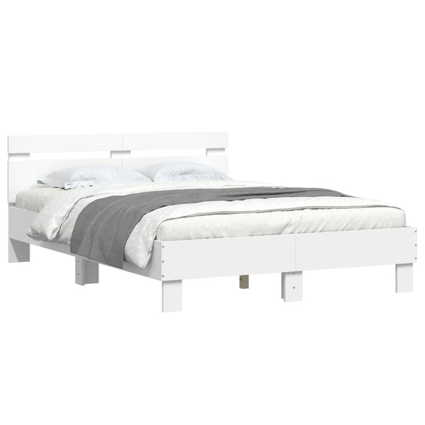 vidaXL Bed Frame with Headboard White 120x200 cm Engineered Wood