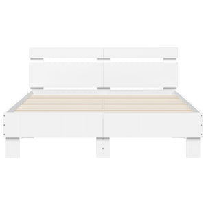 vidaXL Bed Frame with Headboard White 120x200 cm Engineered Wood