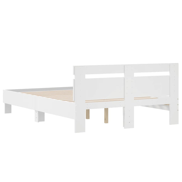 vidaXL Bed Frame with Headboard White 120x200 cm Engineered Wood