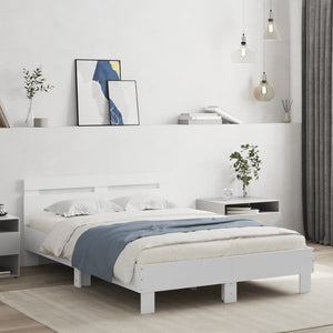 vidaXL Bed Frame with Headboard White 120x200 cm Engineered Wood