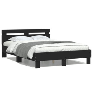 vidaXL Bed Frame with Headboard Black 120x200 cm Engineered Wood