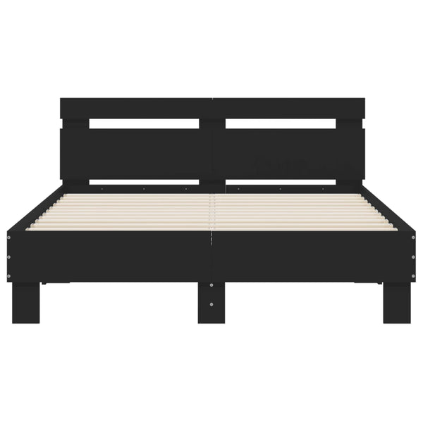 vidaXL Bed Frame with Headboard Black 120x200 cm Engineered Wood