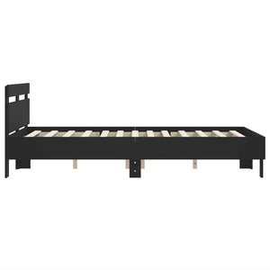 vidaXL Bed Frame with Headboard Black 120x200 cm Engineered Wood