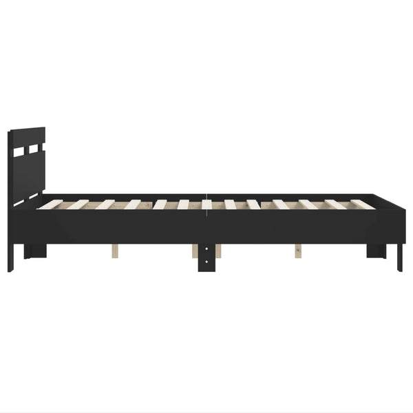 vidaXL Bed Frame with Headboard Black 120x200 cm Engineered Wood