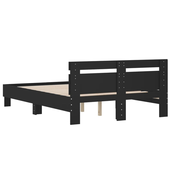 vidaXL Bed Frame with Headboard Black 120x200 cm Engineered Wood