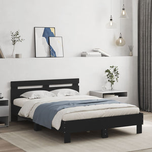 vidaXL Bed Frame with Headboard Black 120x200 cm Engineered Wood