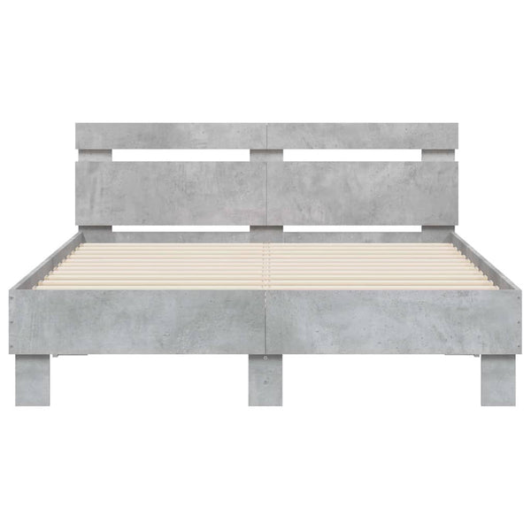 vidaXL Bed Frame with Headboard Concrete Gray 120x200 cm Engineered Wood