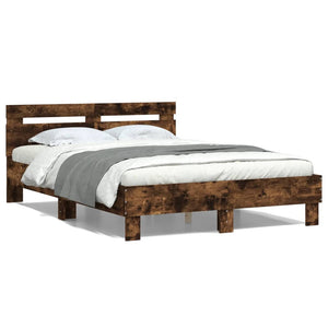 vidaXL Bed Frame with Headboard Smoked Oak 120x200 cm Engineered Wood