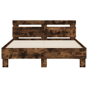 vidaXL Bed Frame with Headboard Smoked Oak 120x200 cm Engineered Wood