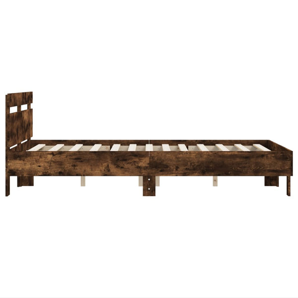 vidaXL Bed Frame with Headboard Smoked Oak 120x200 cm Engineered Wood