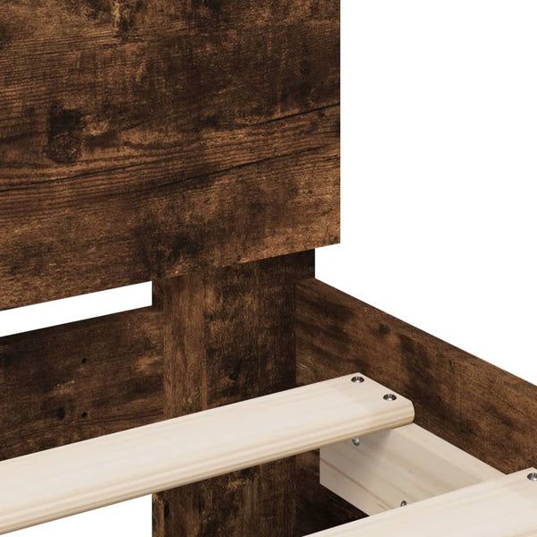 vidaXL Bed Frame with Headboard Smoked Oak 120x200 cm Engineered Wood