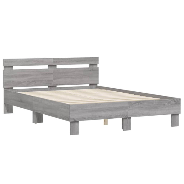 vidaXL Bed Frame with Headboard Sonoma Grey 120x200 cm Engineered Wood
