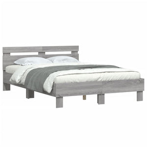 vidaXL Bed Frame with Headboard Sonoma Grey 120x200 cm Engineered Wood