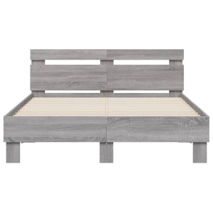 vidaXL Bed Frame with Headboard Sonoma Grey 120x200 cm Engineered Wood