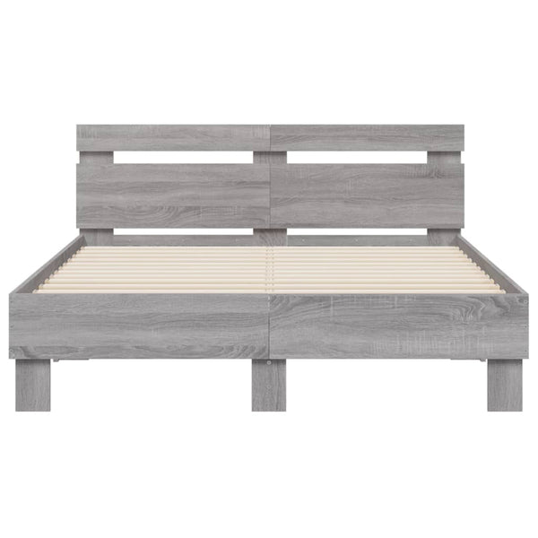 vidaXL Bed Frame with Headboard Sonoma Grey 120x200 cm Engineered Wood