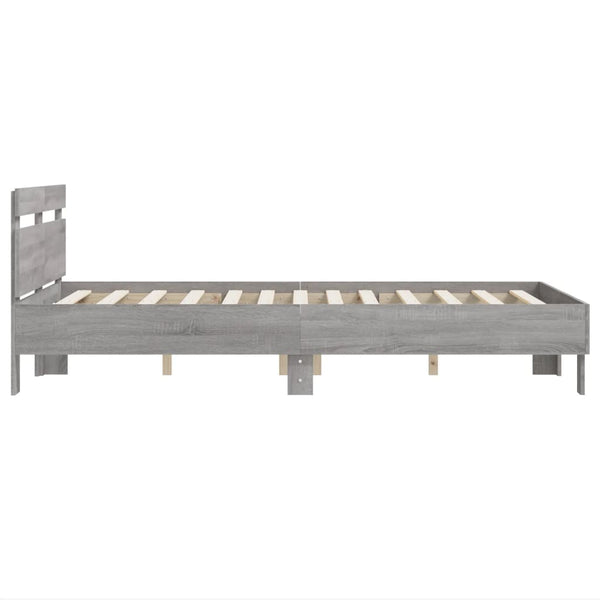 vidaXL Bed Frame with Headboard Sonoma Grey 120x200 cm Engineered Wood