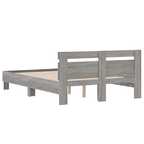 vidaXL Bed Frame with Headboard Sonoma Grey 120x200 cm Engineered Wood