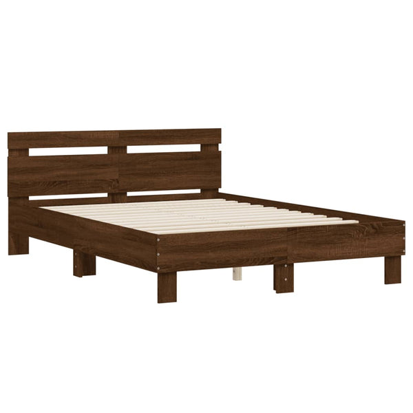 vidaXL Bed Frame with Headboard Brown Oak-Look 120x200 cm
