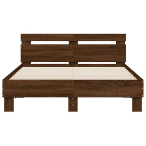 vidaXL Bed Frame with Headboard Brown Oak-Look 120x200 cm