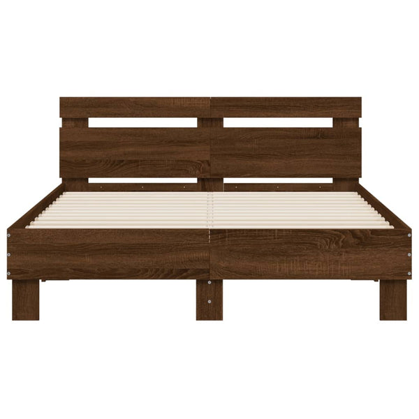 vidaXL Bed Frame with Headboard Brown Oak-Look 120x200 cm
