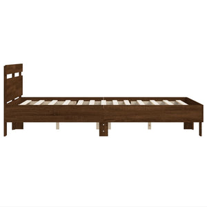 vidaXL Bed Frame with Headboard Brown Oak-Look 120x200 cm