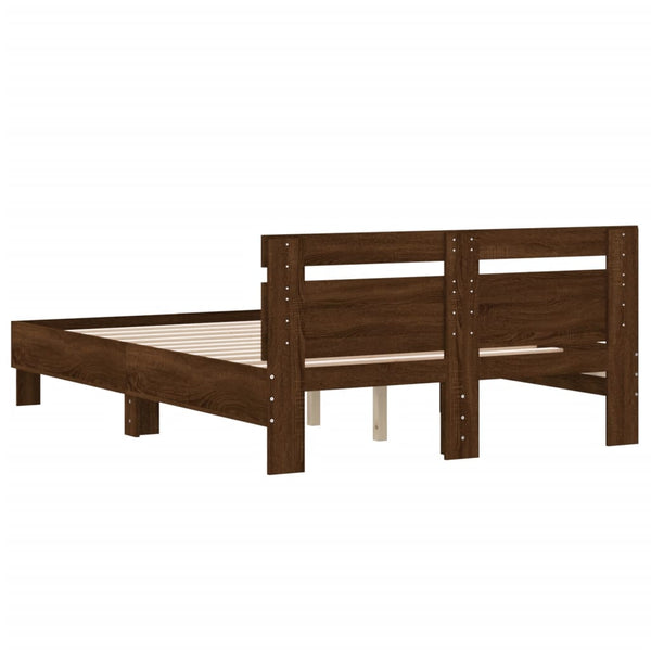 vidaXL Bed Frame with Headboard Brown Oak-Look 120x200 cm