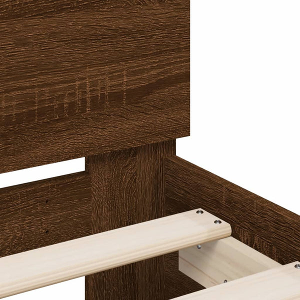 vidaXL Bed Frame with Headboard Brown Oak-Look 120x200 cm