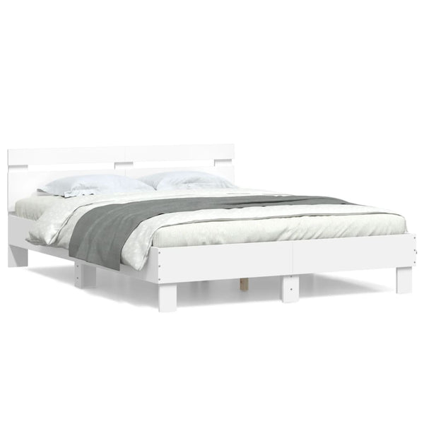 vidaXL Bed Frame with Headboard White 140x190 cm Engineered Wood