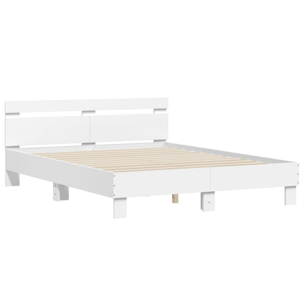 vidaXL Bed Frame with Headboard White 140x190 cm Engineered Wood