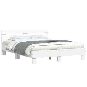 vidaXL Bed Frame with Headboard White 140x190 cm Engineered Wood