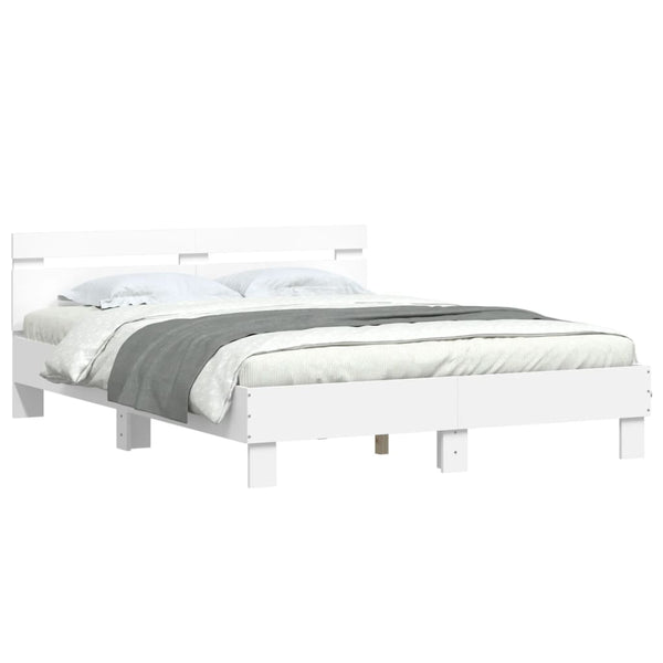 vidaXL Bed Frame with Headboard White 140x190 cm Engineered Wood