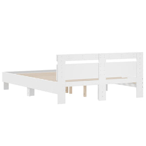 vidaXL Bed Frame with Headboard White 140x190 cm Engineered Wood