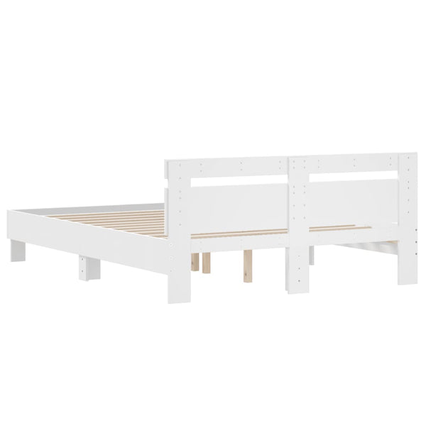 vidaXL Bed Frame with Headboard White 140x190 cm Engineered Wood
