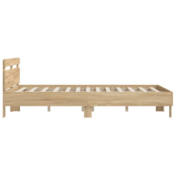 vidaXL Bed Frame with Headboard Sonoma Oak 140x190 cm Engineered Wood