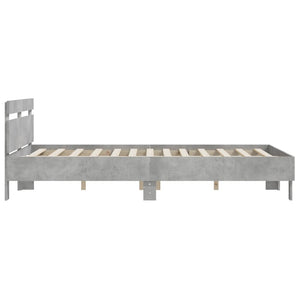 vidaXL Bed Frame with Headboard Concrete Gray 140x190 cm Engineered Wood