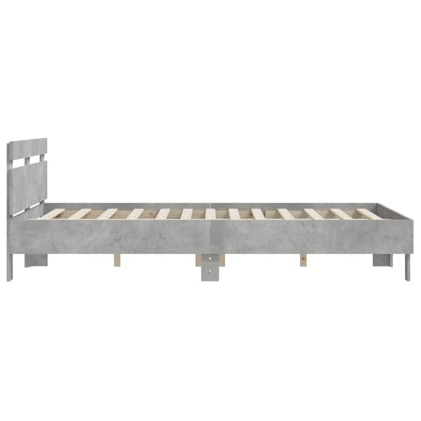vidaXL Bed Frame with Headboard Concrete Gray 140x190 cm Engineered Wood
