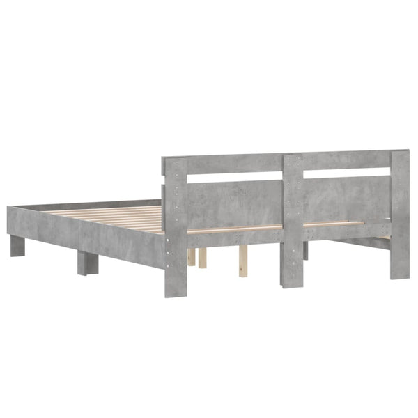vidaXL Bed Frame with Headboard Concrete Gray 140x190 cm Engineered Wood