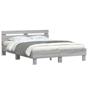 vidaXL Bed Frame with Headboard Gray Sonoma 140x190 cm Engineered Wood