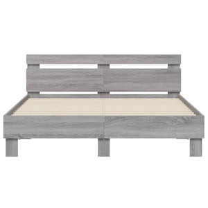 vidaXL Bed Frame with Headboard Gray Sonoma 140x190 cm Engineered Wood