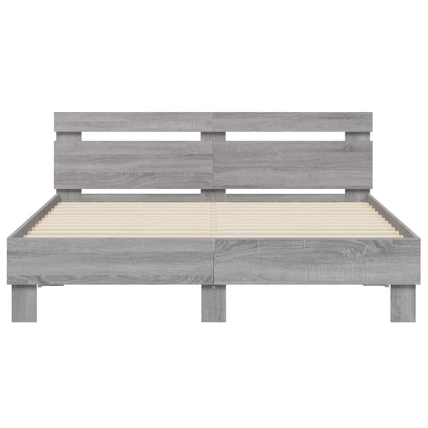 vidaXL Bed Frame with Headboard Gray Sonoma 140x190 cm Engineered Wood